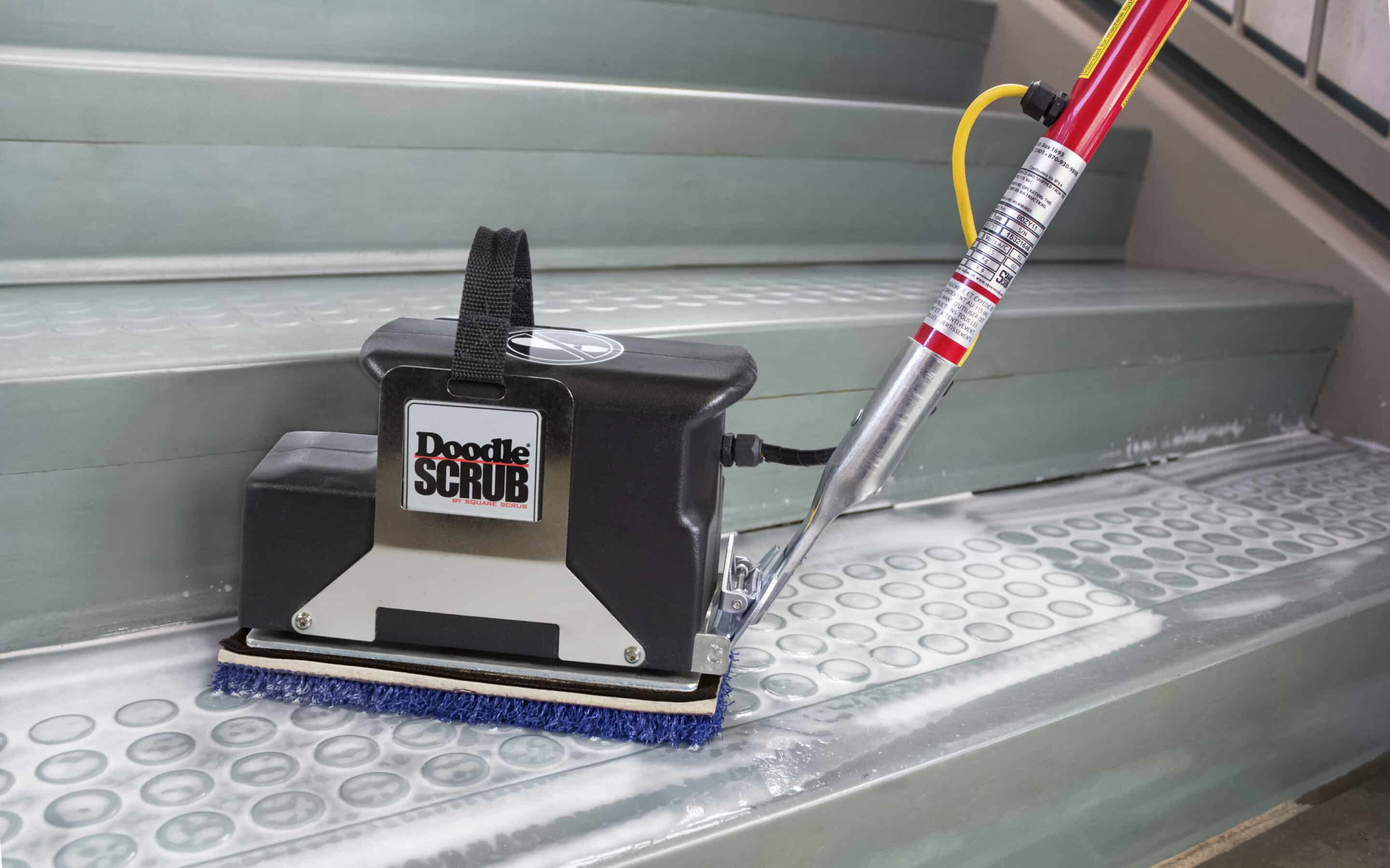 Doodle scrub machine cleaning rubber stairs